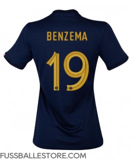Günstige Frankreich Karim Benzema #19 Heimtrikot Damen WM 2022 Kurzarm